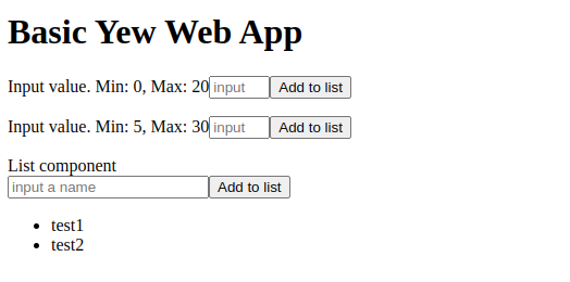 WebAssembly Rust front-end with Yew: showing function_component component.