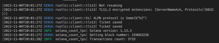 Terminal outputs: transactions count.