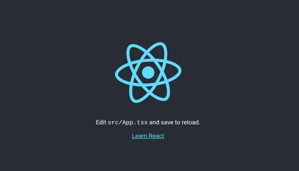 create your first react web app: template app page