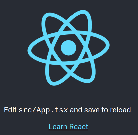 Screenshot of default generated react app.