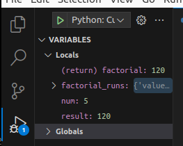 visual studio code debugger for python variables pane 