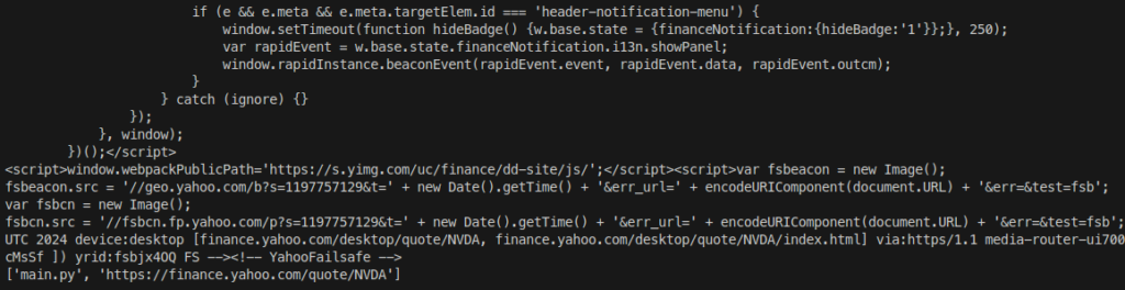 python web scraper output of program reading command line params for NVDA