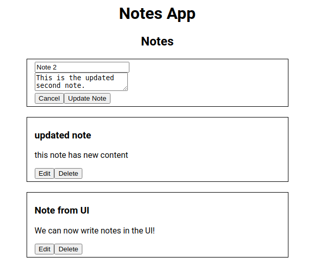 Python and React web app: showing edit mode.